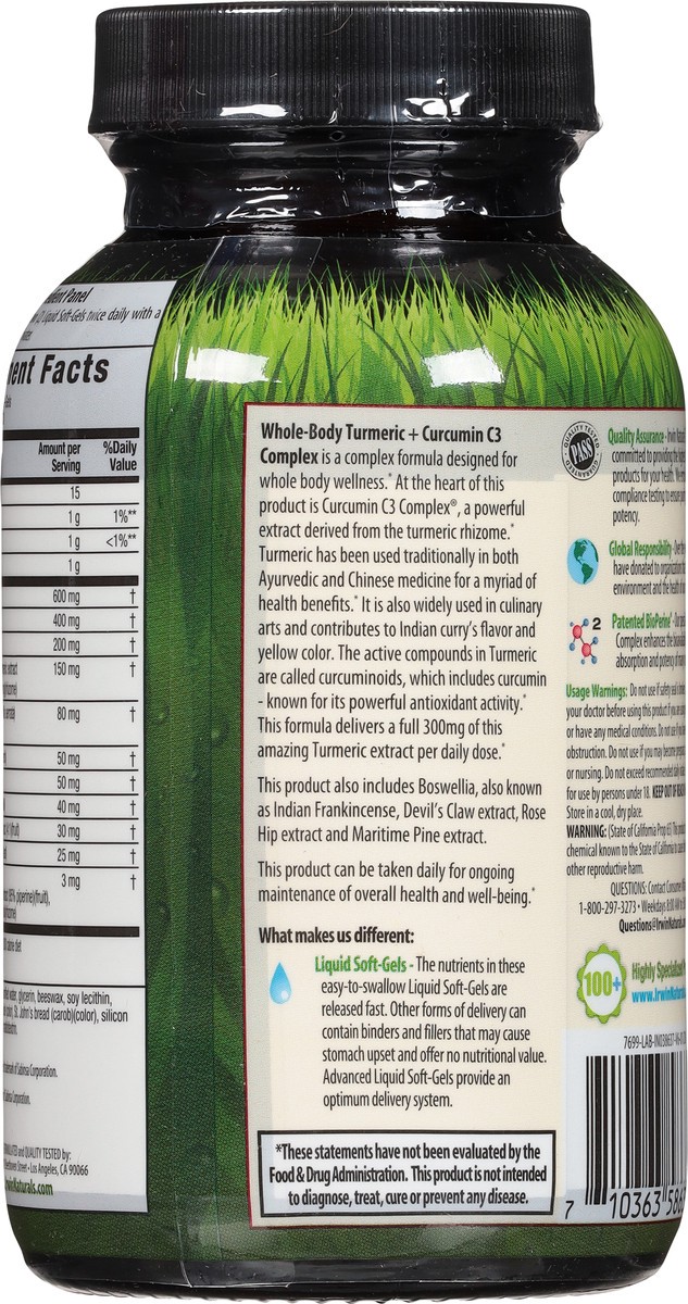 slide 10 of 12, Irwin Naturals Whole-Body Turmeric + Curcumin C3 Complex 60 Soft-Gels, 60 ct