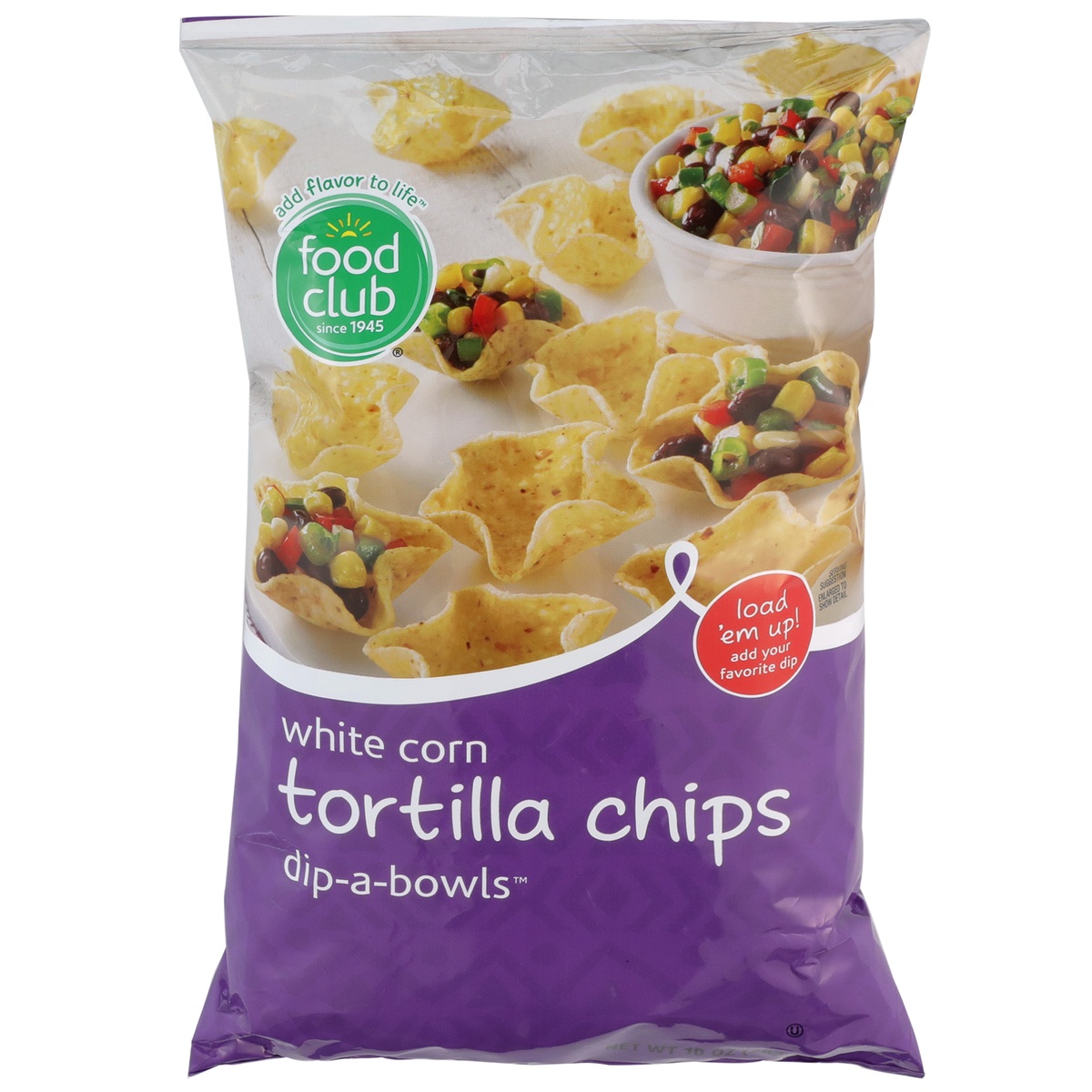 slide 1 of 1, Food Club White Corn Dip-A-Bowls Tortilla Chips, 10 oz