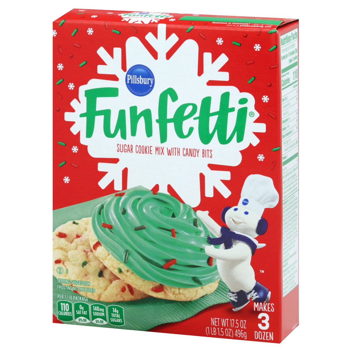 slide 3 of 10, Pillsbury Holiday Funfetti Sugar Cookie Mix, 17.5 oz