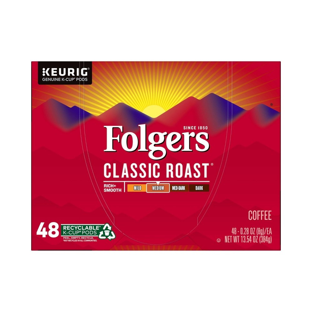 slide 4 of 6, Folgers Classic Medium Roast Coffee Pods, 13.54 oz