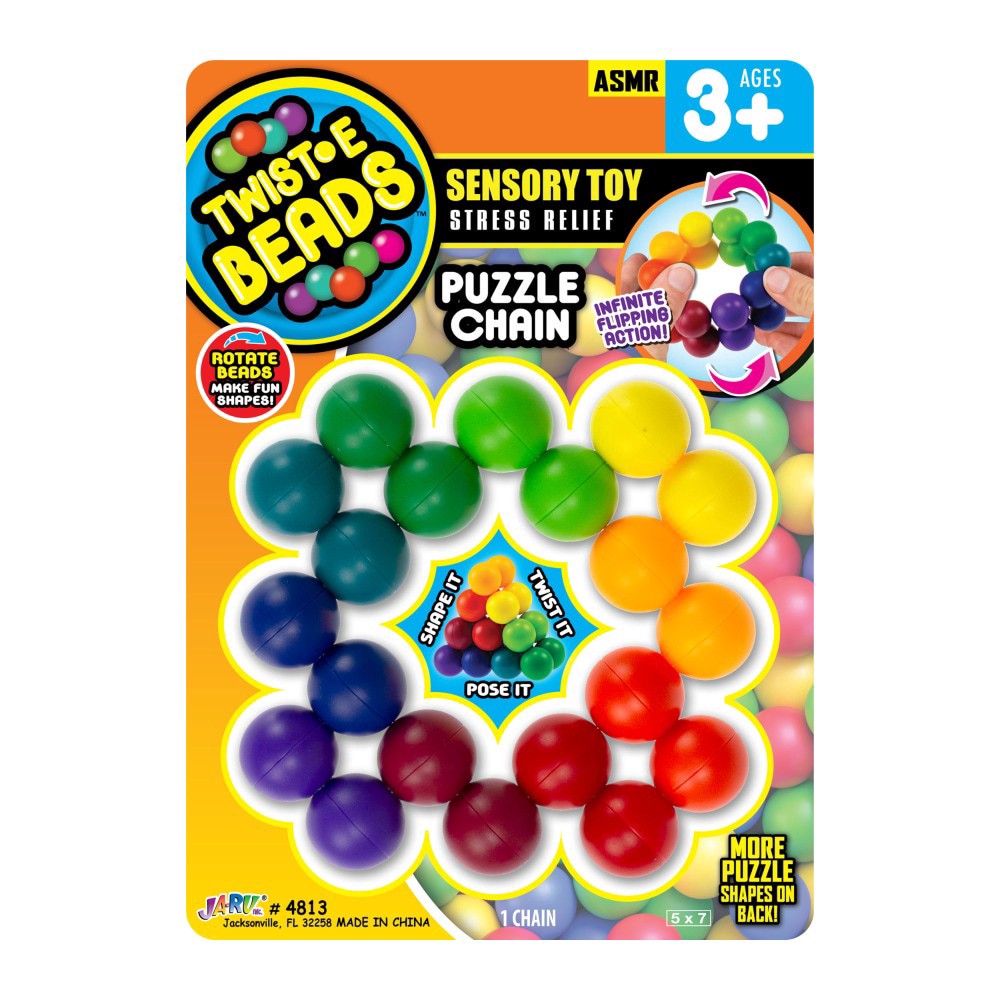 slide 1 of 1, Ja-Ru Twist-E Beads Stress Relief Puzzle Chain Sensory Toy, 1 ct