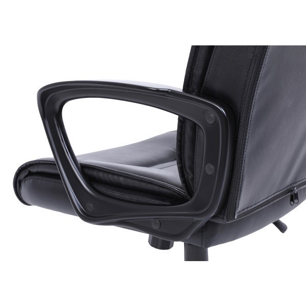 slide 9 of 10, Realspace Modern Comfort Verismo Bonded Leather High-Back Executive Chair, Black/Chrome, 1 ct