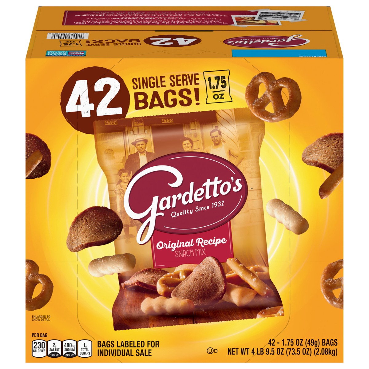 slide 1 of 8, Gardetto's Original Recipe Snack Mix, Single Serve Bags Multipack, 42 Ct, 73.5 oz, 42 ct