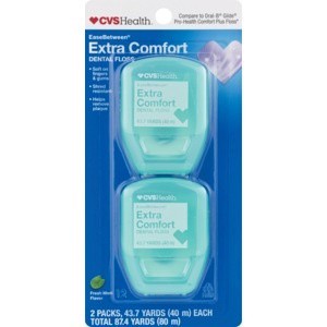 slide 1 of 1, CVS Health Easebetween Extra Comfort Dental Floss, Fresh Mint Flavor, 2 ct