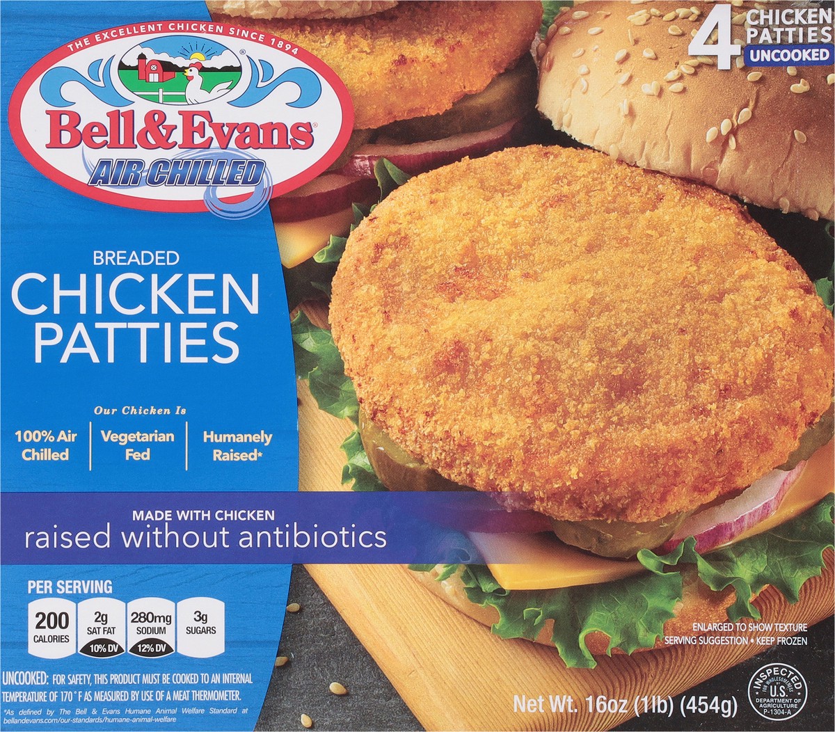 slide 9 of 14, Bell & Evans Breaded Chicken Patties, 12 oz