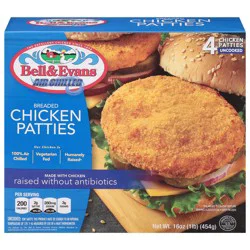 Bell & Evans Uncooked Breaded Chicken Patties