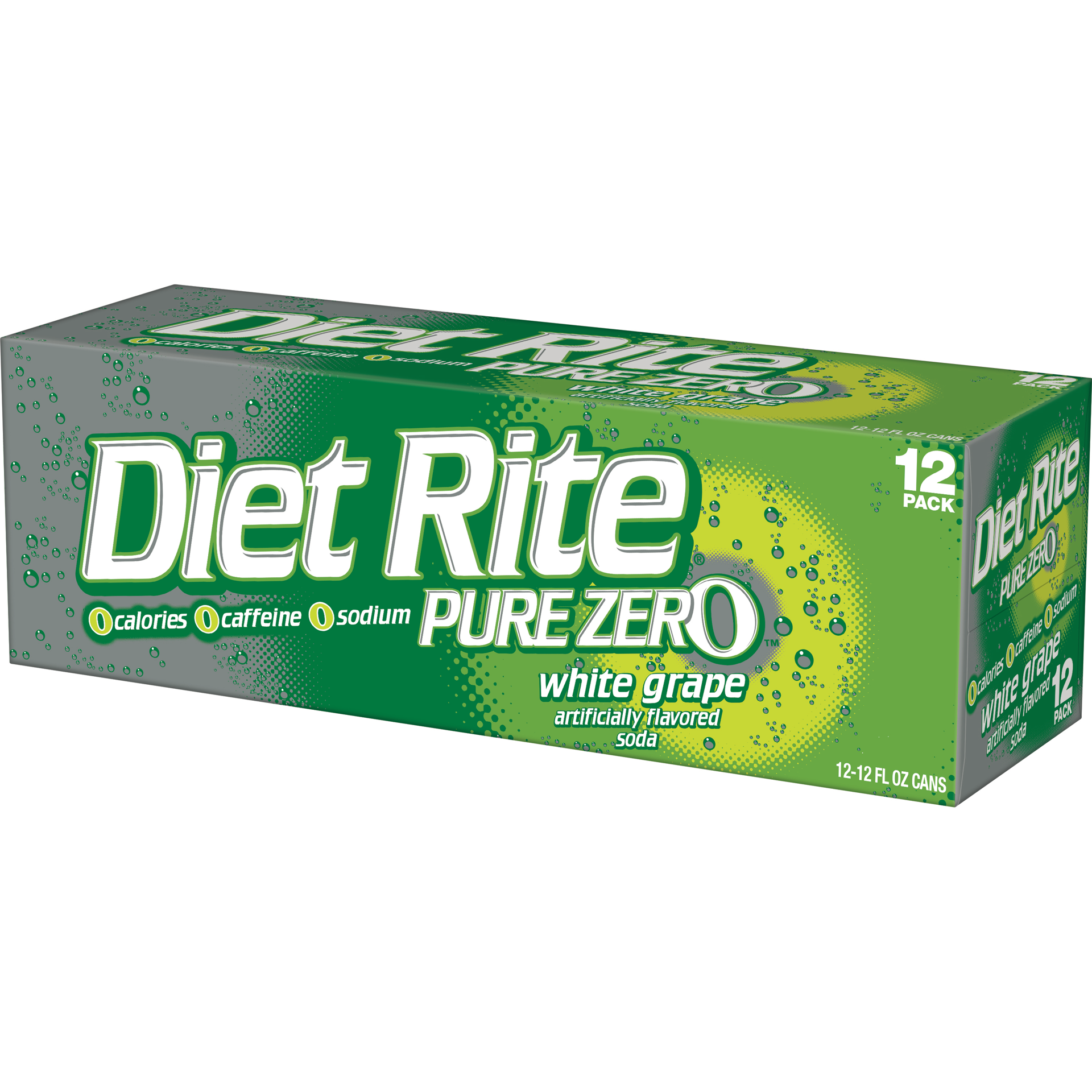 slide 3 of 5, Diet Rite Pure Zero Diet Rite White Grape - 12 ct, 12 ct