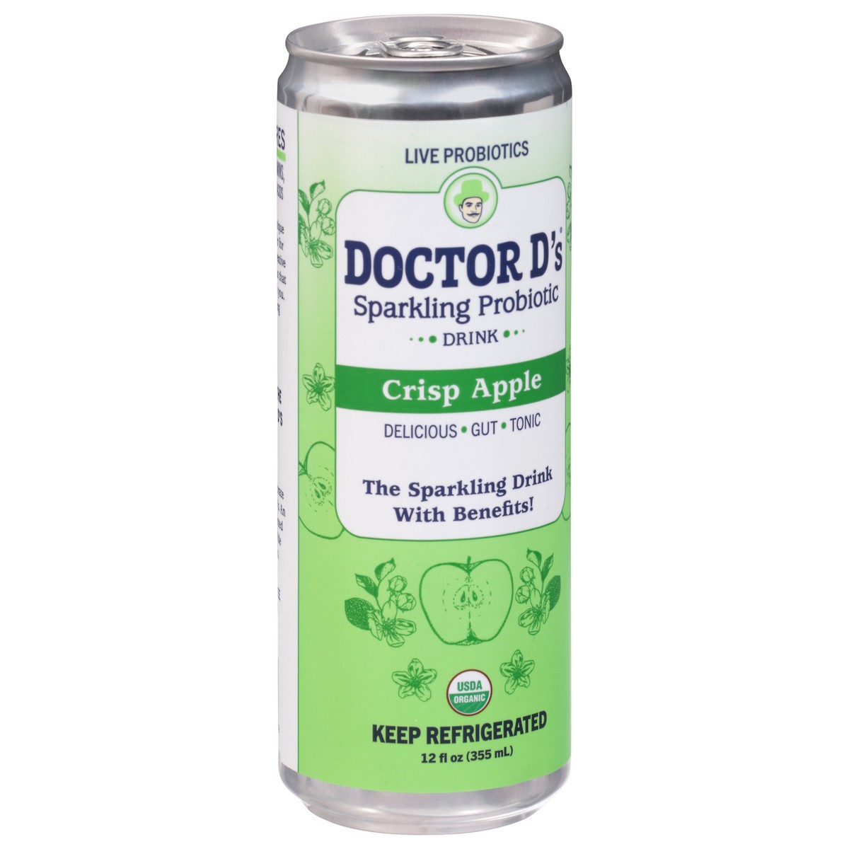 Doctor D's Sparkling Probiotic Drink Crisp Apple, 12 oz 12 oz Shipt