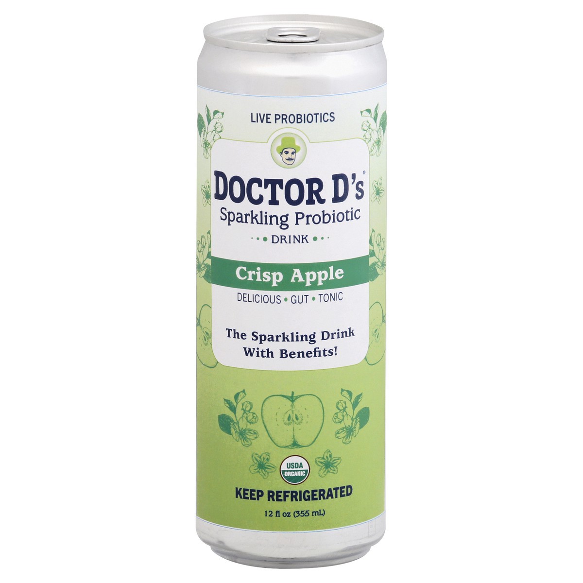 Doctor D's Sparkling Probiotic Drink Crisp Apple, 12 oz 12 oz Shipt