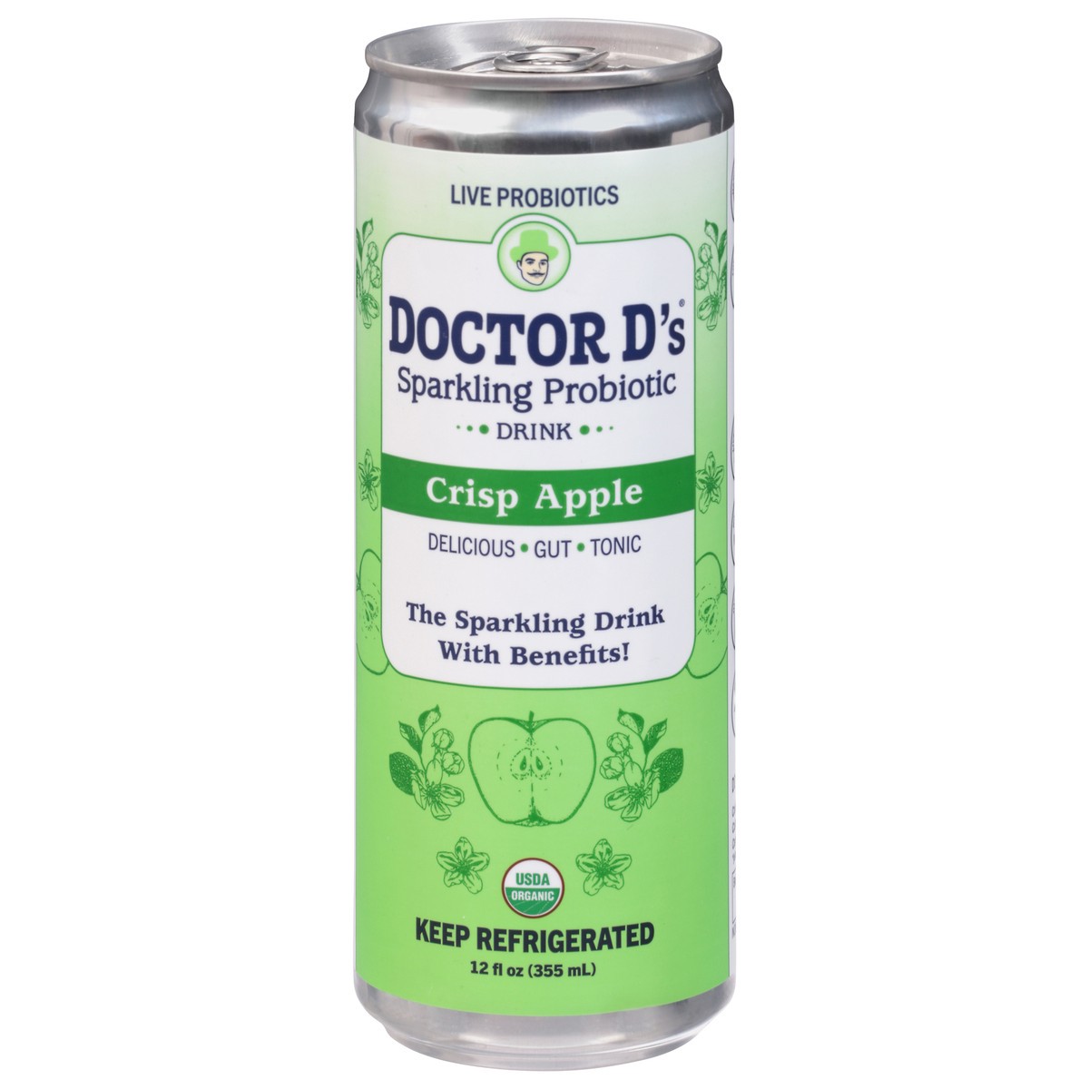 Doctor D's Sparkling Probiotic Drink Crisp Apple, 12 oz 12 oz Shipt
