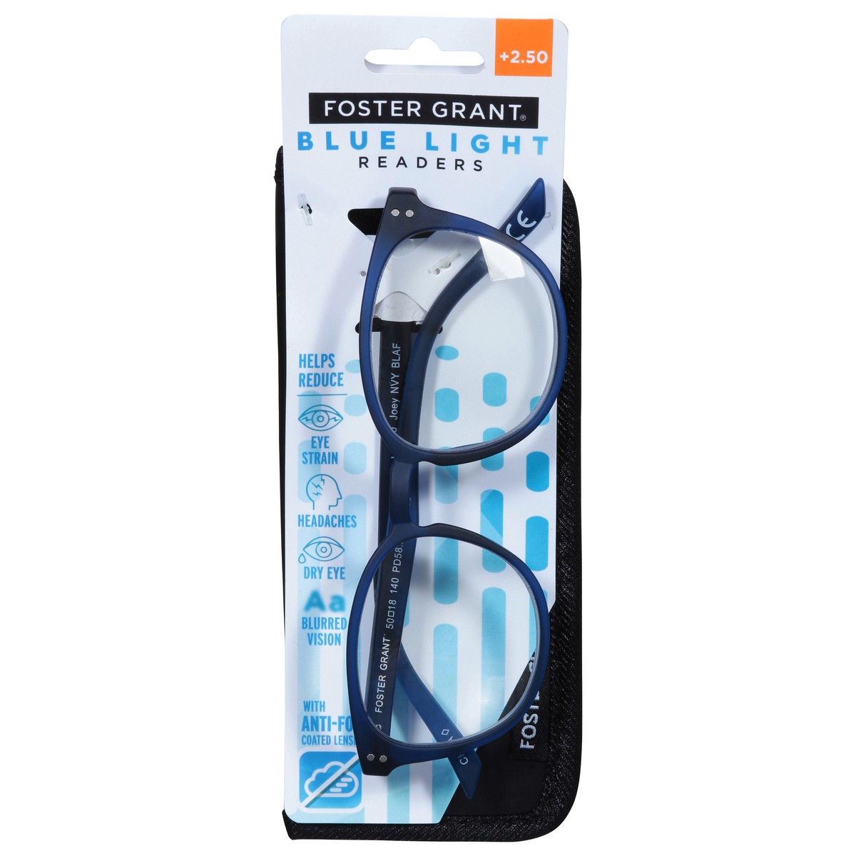 Foster Grant +2.50 Joey NVY BLAF Blue Light Readers 1 ea 1 ct | Shipt