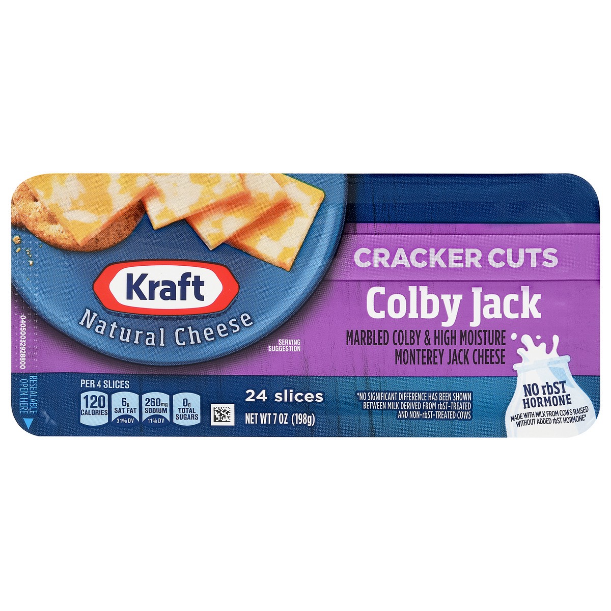 slide 1 of 6, Kraft Cracker Cuts Colby Jack Marbled Cheese Slices Tray, 7 oz