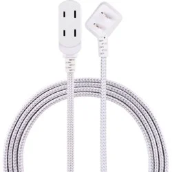 Cordinate Braided 3-Outlet Indoor Extension Cord, Gray/White, 39980-T1