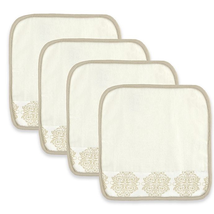 slide 1 of 2, Just Born Keepsake Love'' Washcloths - Ivory'', 4 ct