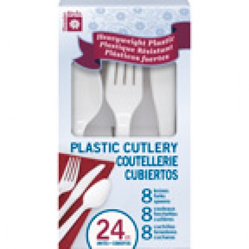 slide 1 of 1, Premier Stylz White Assorted Plastic Cutlery, 24 ct