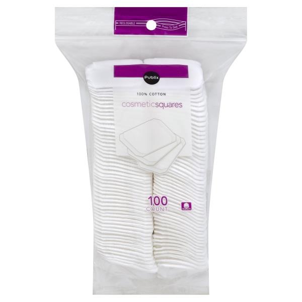 slide 1 of 1, Publix Cosmetic Squares, 100% Cotton, 100 ct