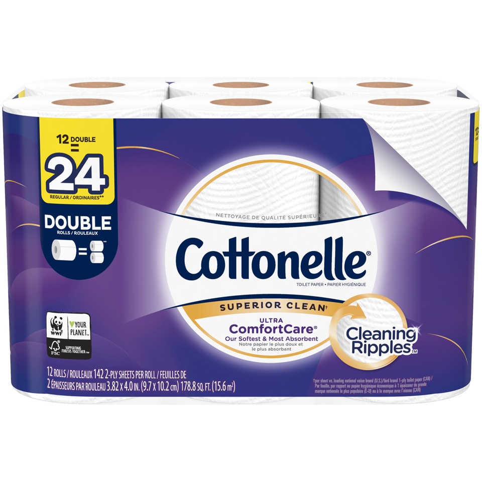 slide 1 of 1, Cottonelle Ultra Comfort Care 2-Ply Double Rolls Toilet Paper, 12 ct