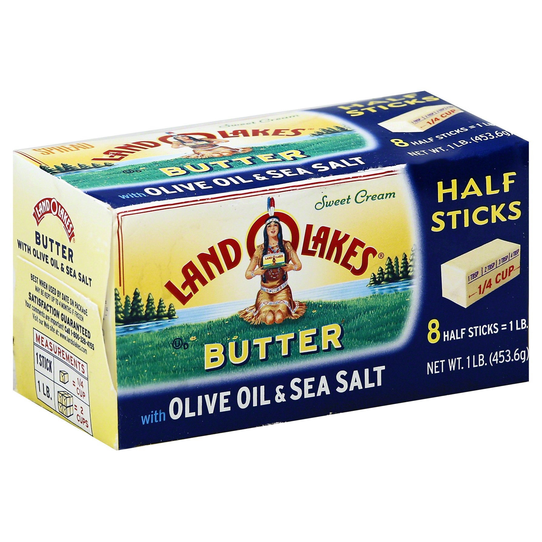 slide 1 of 6, Land O'Lakes Olive Oil & Sea Salt Butter Half Sticks, 8 ct; 1 lb