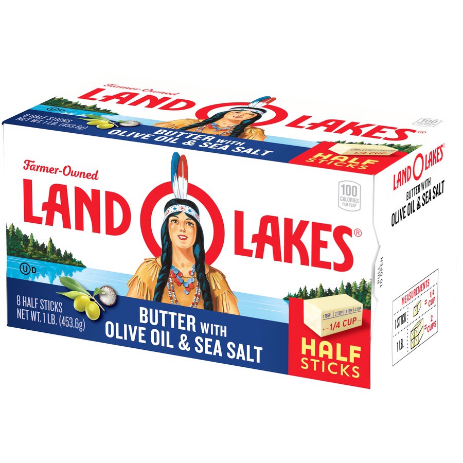 slide 3 of 6, Land O'Lakes Olive Oil & Sea Salt Butter Half Sticks, 8 ct; 1 lb