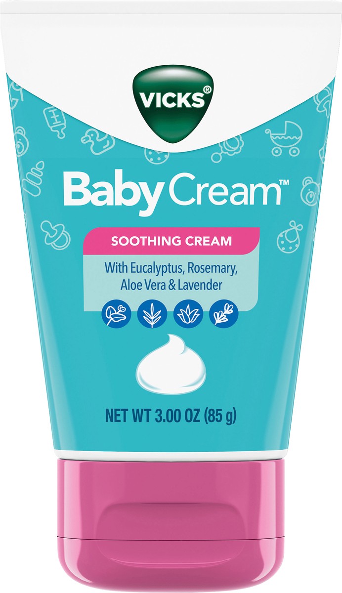 slide 2 of 4, Vicks BabyCream, with Soothing Aloe, Eucalyptus, Lavender, and Rosemary, from the Makers of VapoRub Tube, 3 oz
