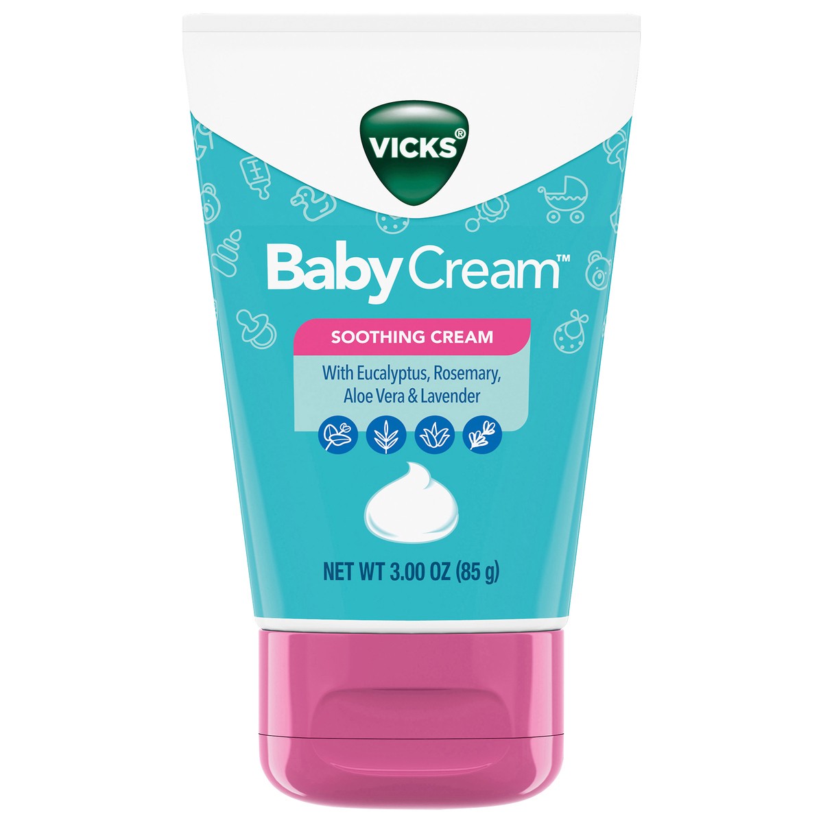 slide 1 of 4, Vicks BabyCream, with Soothing Aloe, Eucalyptus, Lavender, and Rosemary, from the Makers of VapoRub Tube, 3 oz