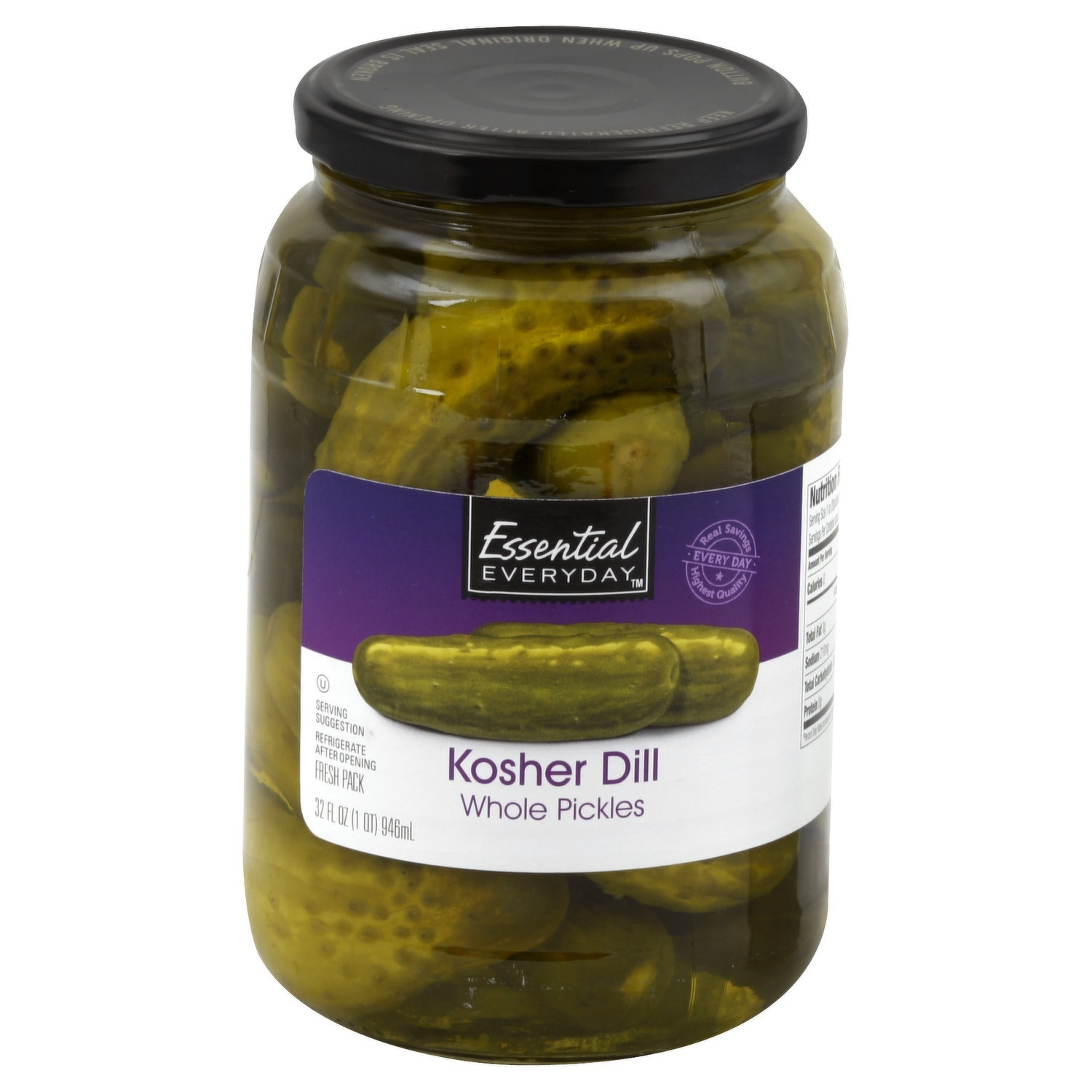 slide 1 of 1, Essential Everyday Whole Koser Dill Pickls, 32 oz