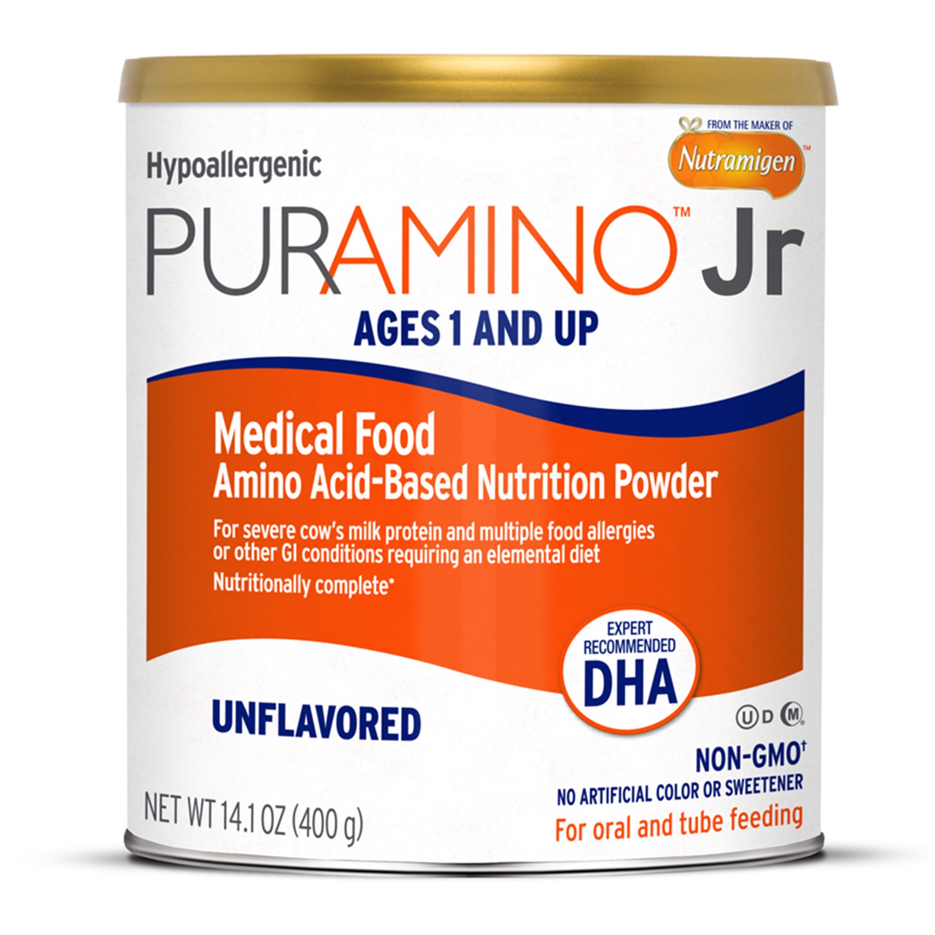 slide 1 of 1, IFCN PurAmino Junior Hypoallergenic Toddler Drink, for Severe Food Allergies, Omega-3 DHA, Iron, Immune Support, Unflavored Powder Can, 14.1 Oz, 14.1 oz