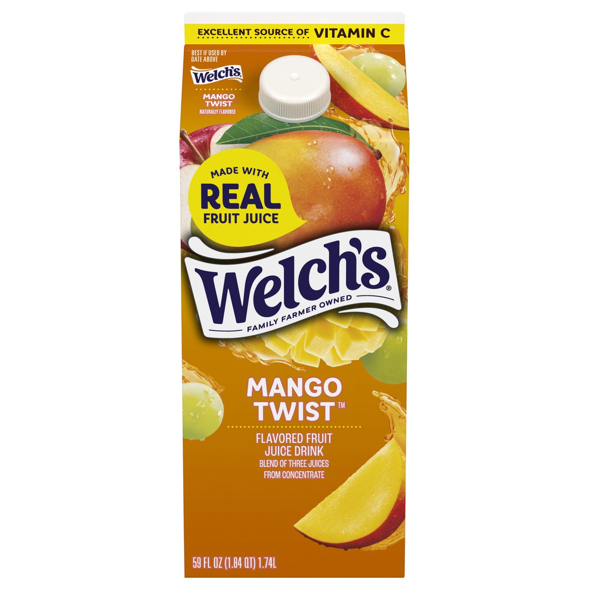 slide 1 of 4, Welch's Mango Twist Fruit Juice Drink, 59 fl oz carton, 59 fl oz