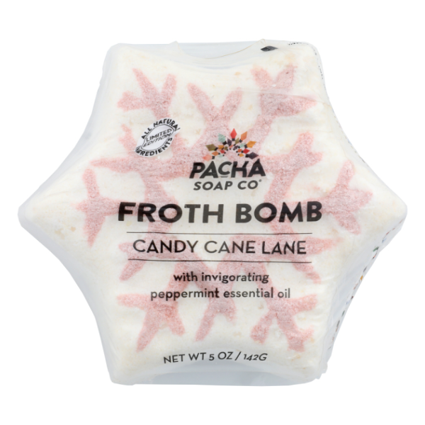 slide 1 of 1, Pacha Soap Co. Candy Cane Lane Snowflake Froth Bomb, 5 oz