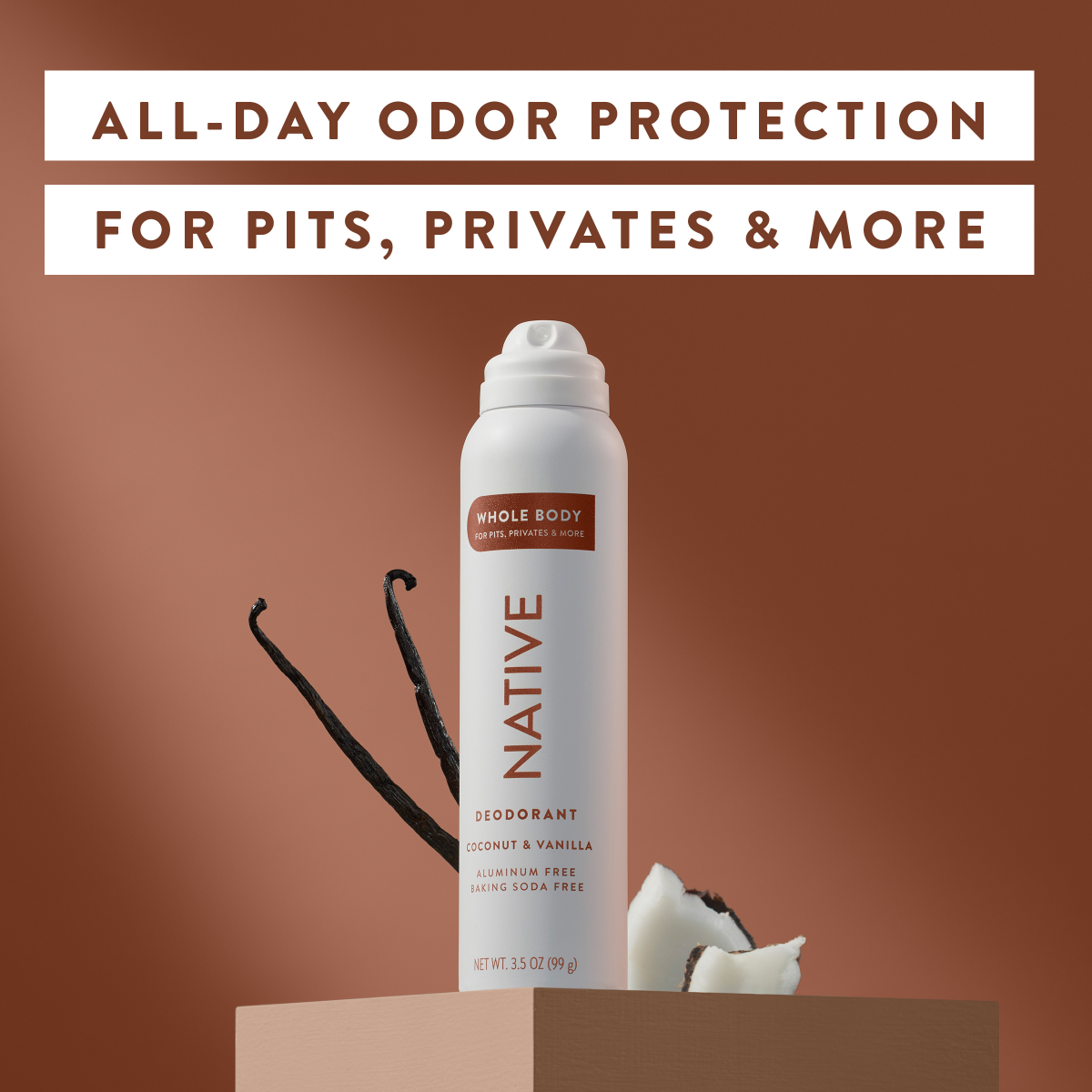 slide 23 of 29, Native Whole Body Deodorant Spray, Coconut & Vanilla, Aluminum Free, for Women and Men, 2.65 oz, 3.5 oz