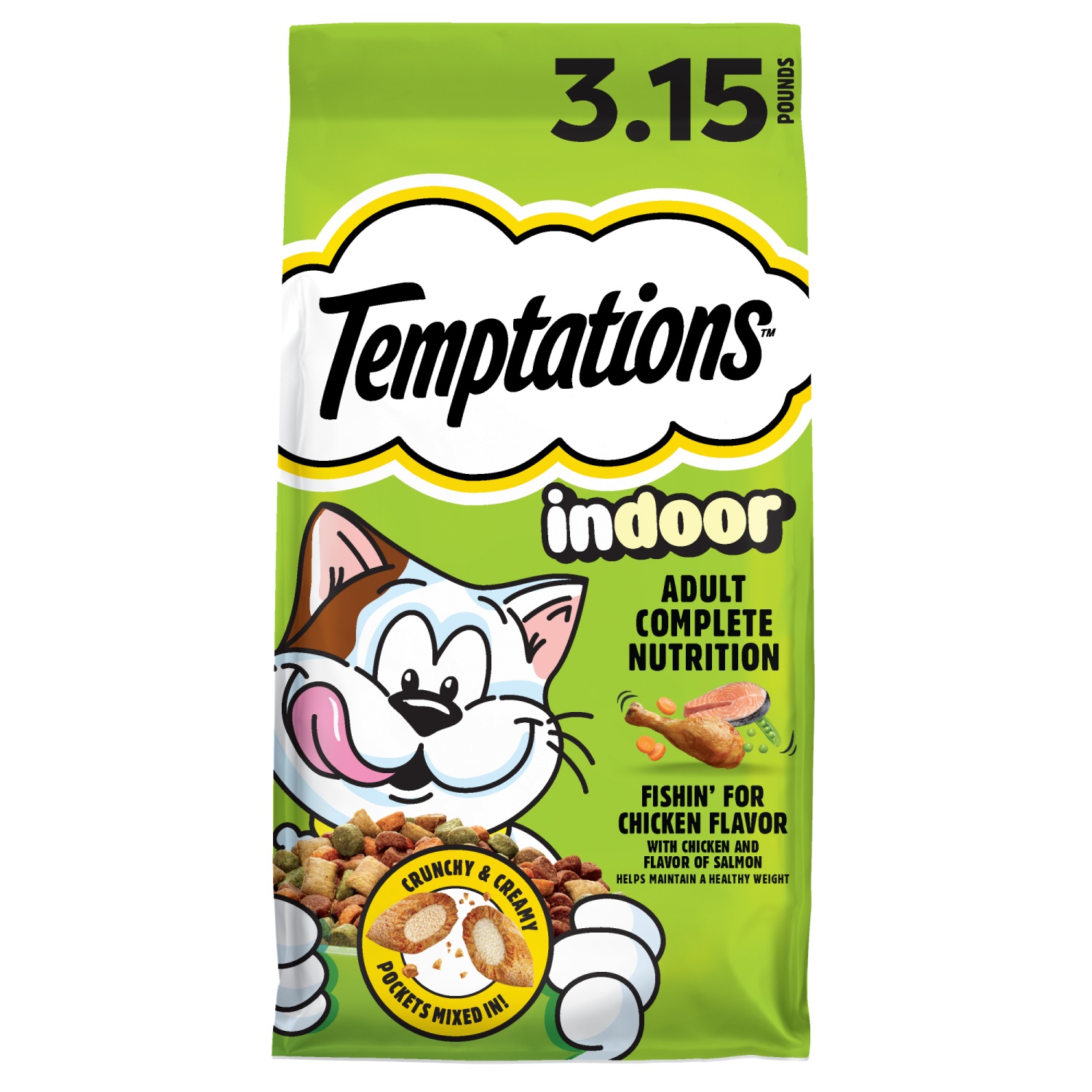 slide 1 of 8, Temptations Adult Indoor Chicken Flavor Food for Cats 50.4 oz, 3.15 lb