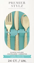 Unique Hammered Gold Asst Cutlery, 24 ct Box