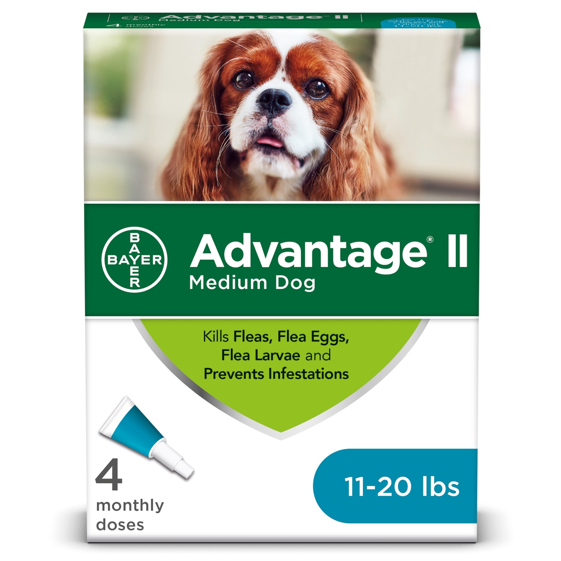 slide 1 of 1, advantage II Once-A-Month Topical Flea Treatment for Dogs & Puppies 11 to 20 lbs., 4 ct