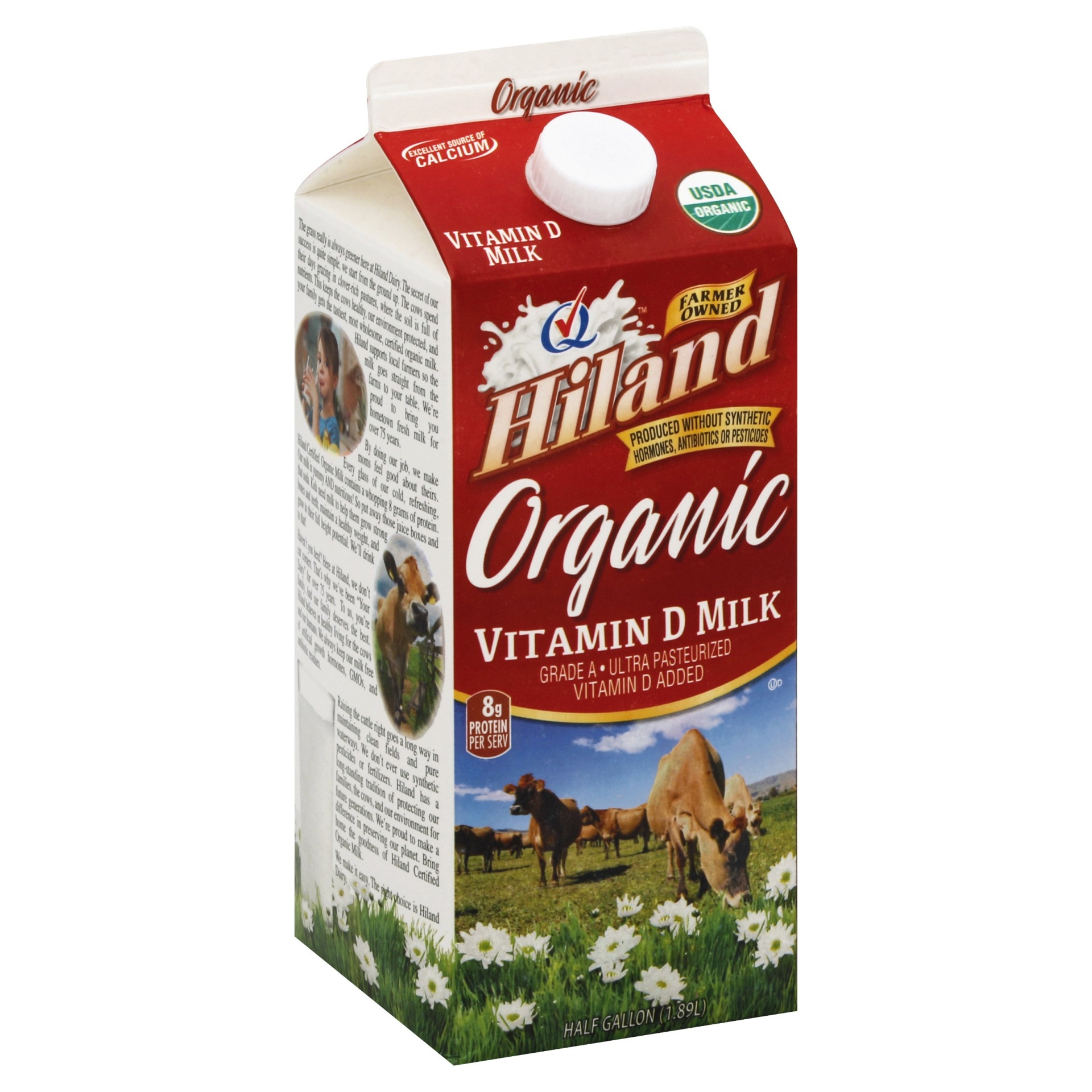slide 1 of 1, Hiland Dairy Organic Vitamin D Milk, 1/2 gal
