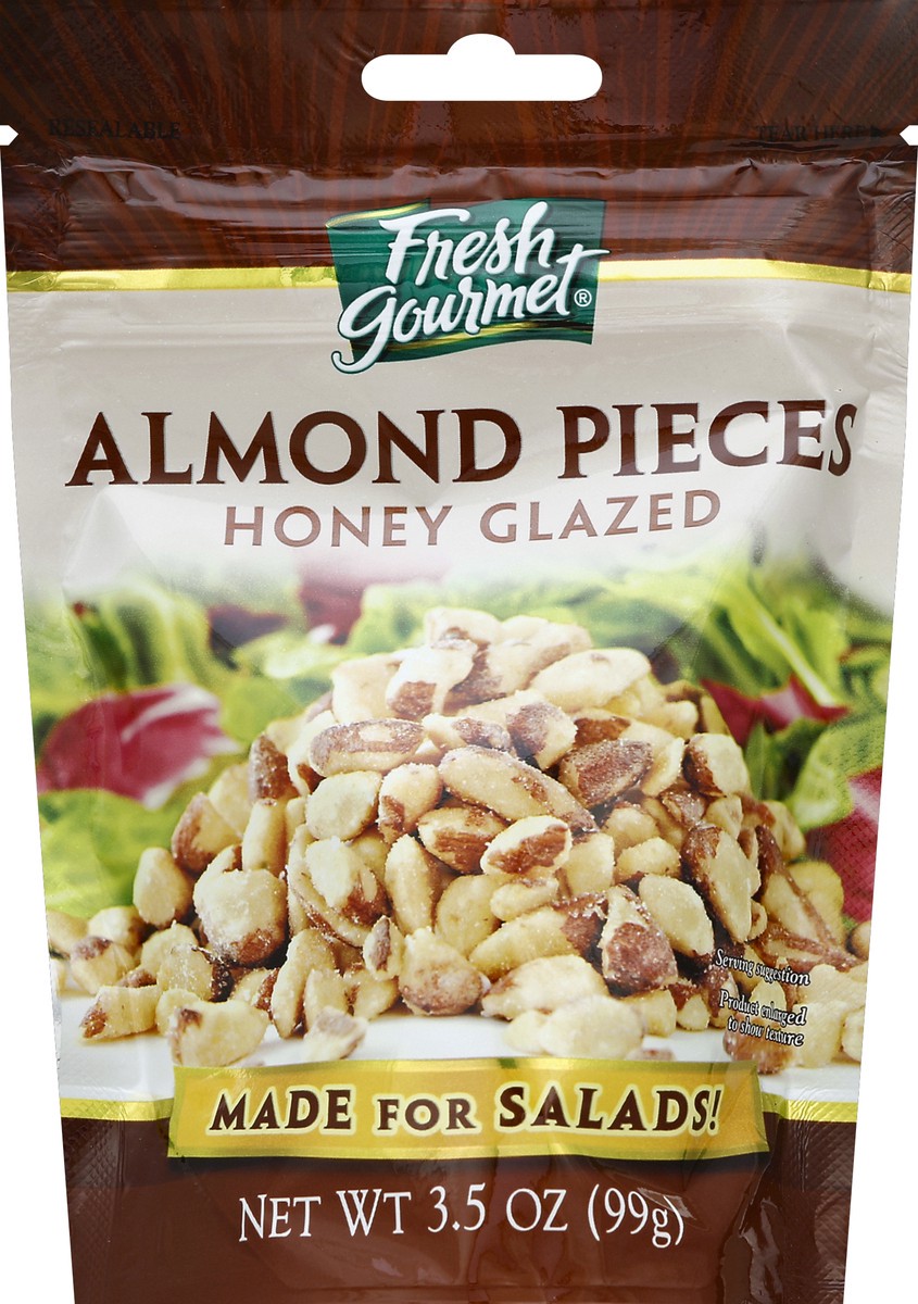 slide 1 of 4, Fresh Gourmet Honey Glazed Almond Pieces, 3.5 oz