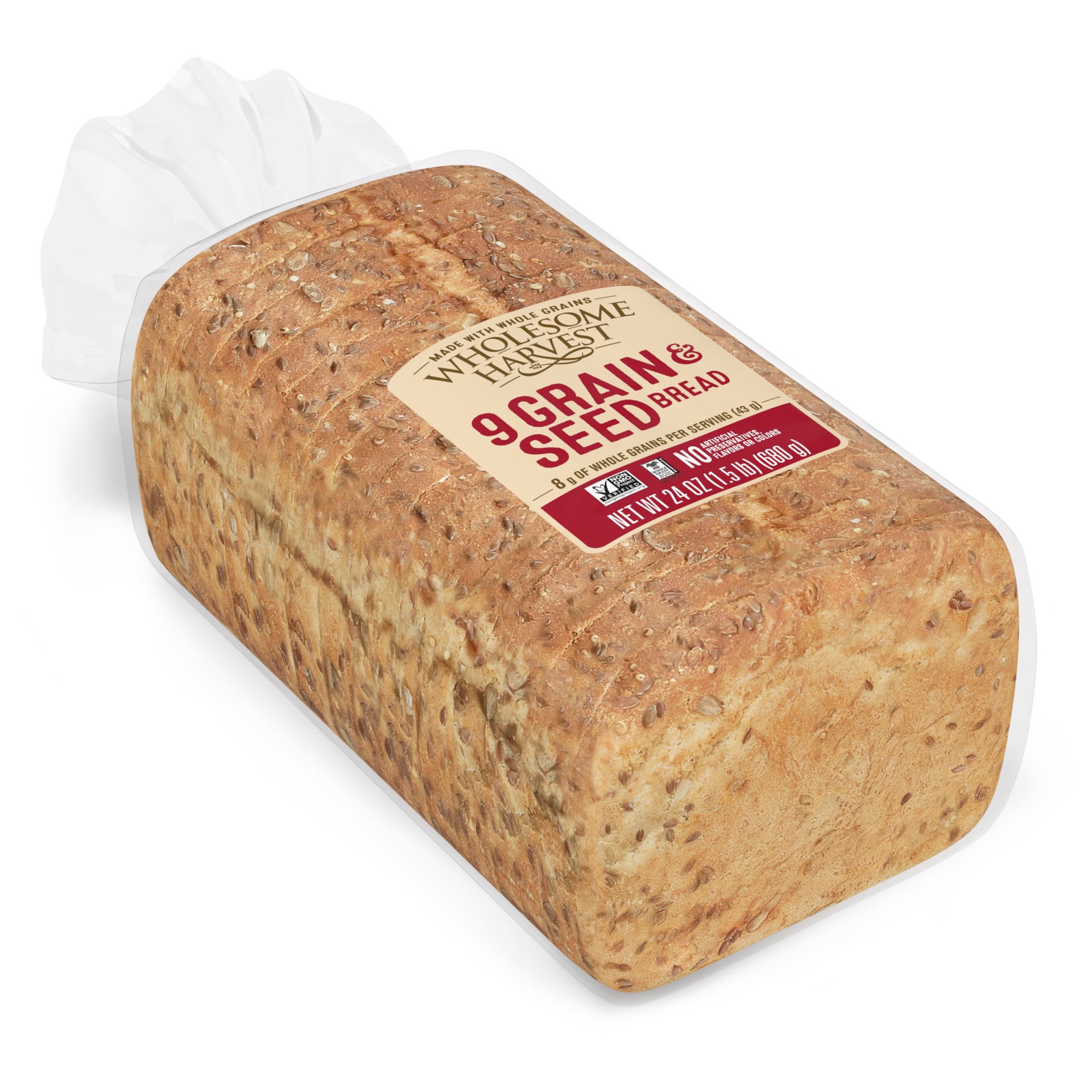 slide 1 of 9, Wholesome Harvest 9 Grain & Seed Bread, 24 oz, Bread, Bag, 24 oz