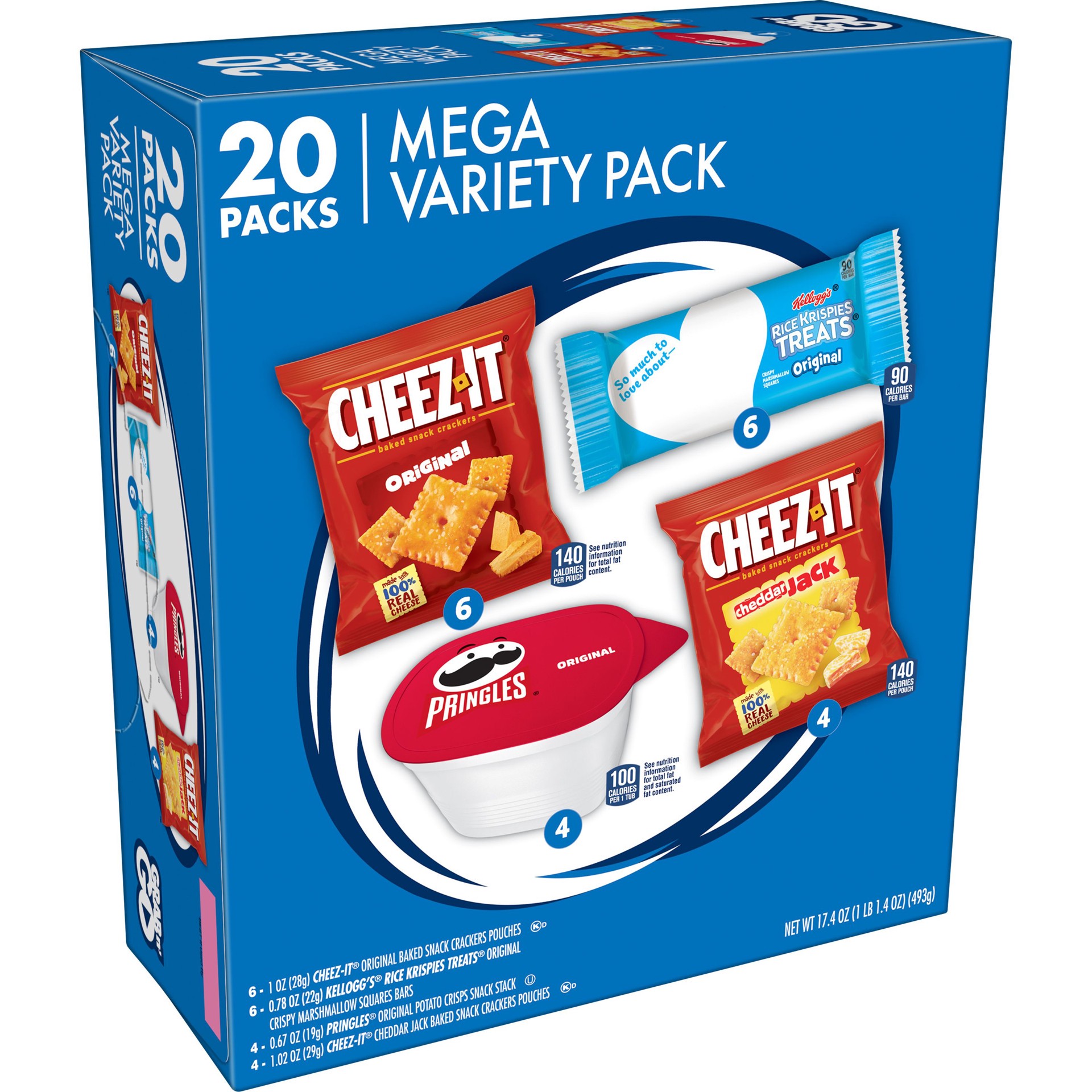 slide 1 of 10, Kellogg's Mega Variety Pack, 20 Ct, 17.4 Oz, Box, 17.4 oz