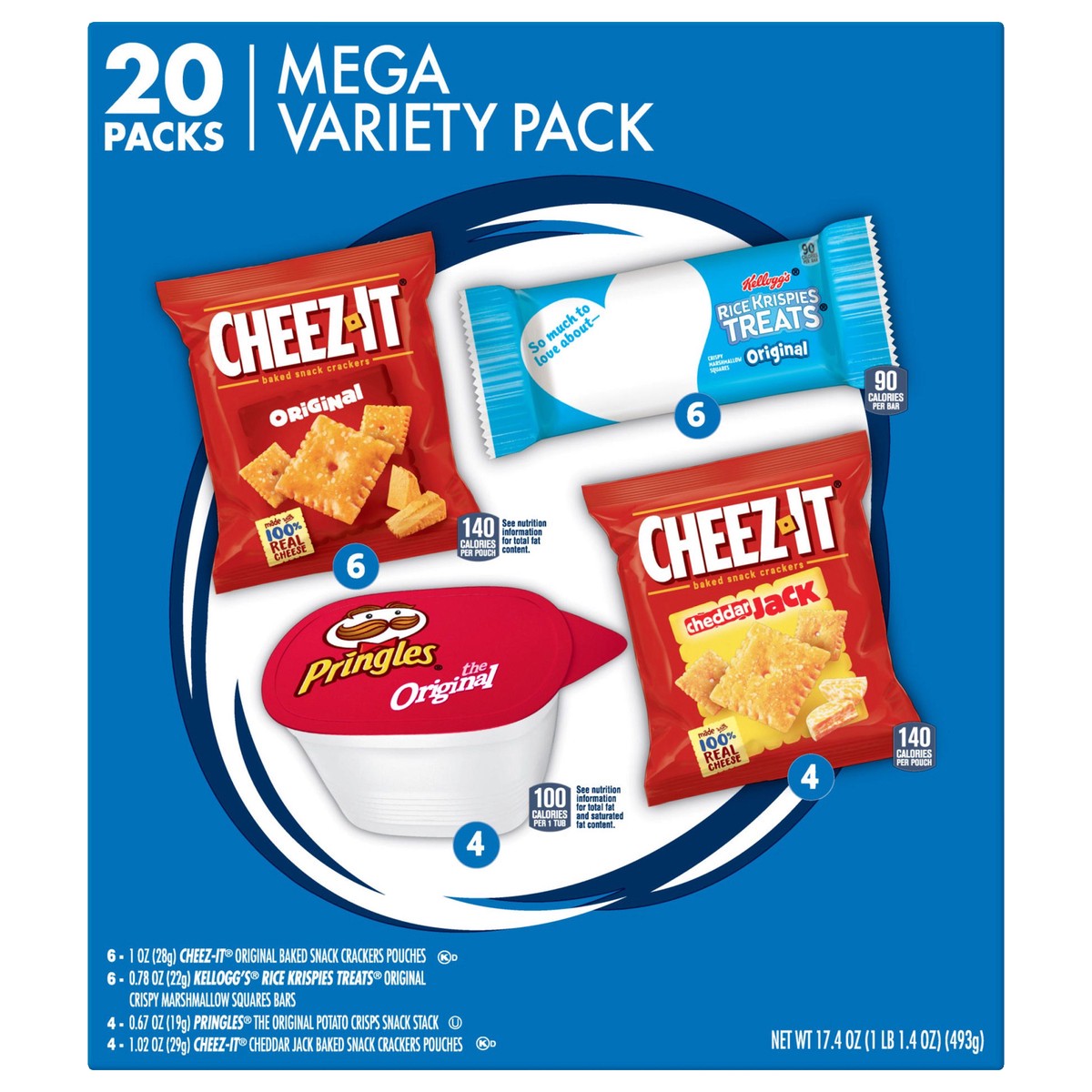 slide 1 of 10, Kellogg's Mega Variety Pack, 20 Ct, 17.4 Oz, Box, 17.4 oz