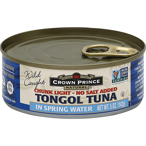slide 2 of 2, Crown Prince No Salt Added Tongol Tuna In Spring Water, 5 oz