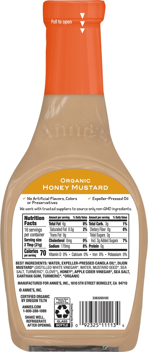 slide 3 of 13, Annie's Organic Honey Mustard Vinaigrette 473 ml, 473 ml