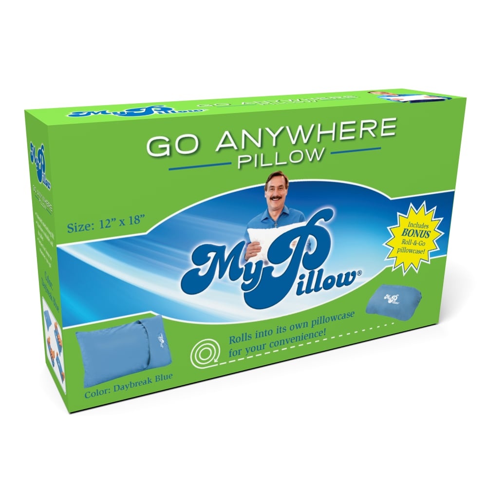 slide 1 of 1, My Pillow Mypillow Roll & Go Anywhere Travel Pillow, Daybreak Blue, 12 in x 18 in