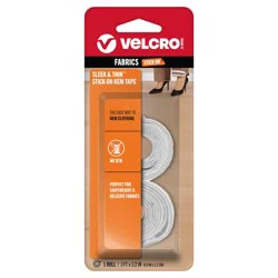 Velcro Brand Sleek & Thin Stick On Hem Tape - 3 ft x 1/2 in White