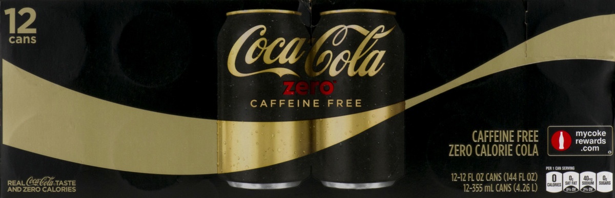 slide 8 of 10, Coca-Cola Caffeine Free Zero Sugar, 12 ct; 12 fl oz