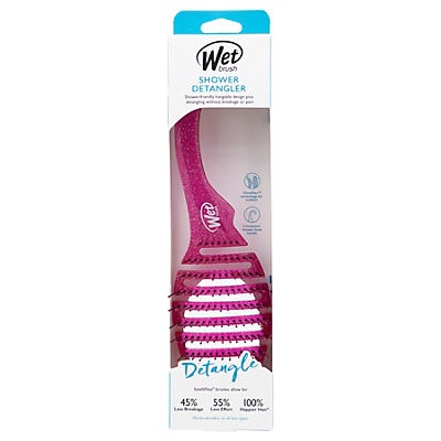 slide 1 of 1, Wet Brush Shower Detangler Brush Pink Glitter, 1 ct