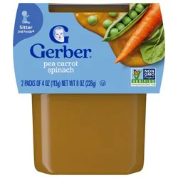 Gerber Stage 2 Baby Food, Pea Carrot Spinach Puree Tubs, Baby Puree, 16PK