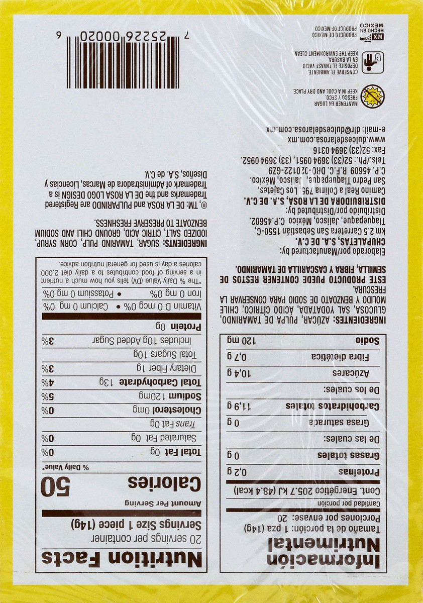 slide 6 of 6, De la Rosa Pulparindo Candy, 20 ct