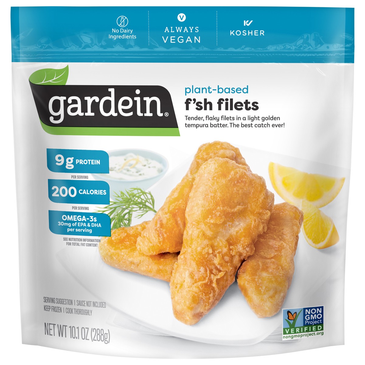 slide 1 of 6, Gardein Golden Plant-Based Fishless Filets, Vegan, Frozen, 10.1 oz., 10.1 oz