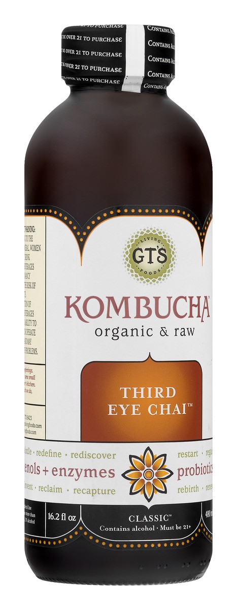 slide 6 of 11, GT's Classic Kombucha Third Eye Chai Abv 0.5%, 16.2 fl oz