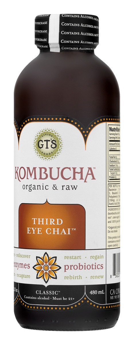 slide 2 of 11, GT's Classic Kombucha Third Eye Chai Abv 0.5%, 16.2 fl oz