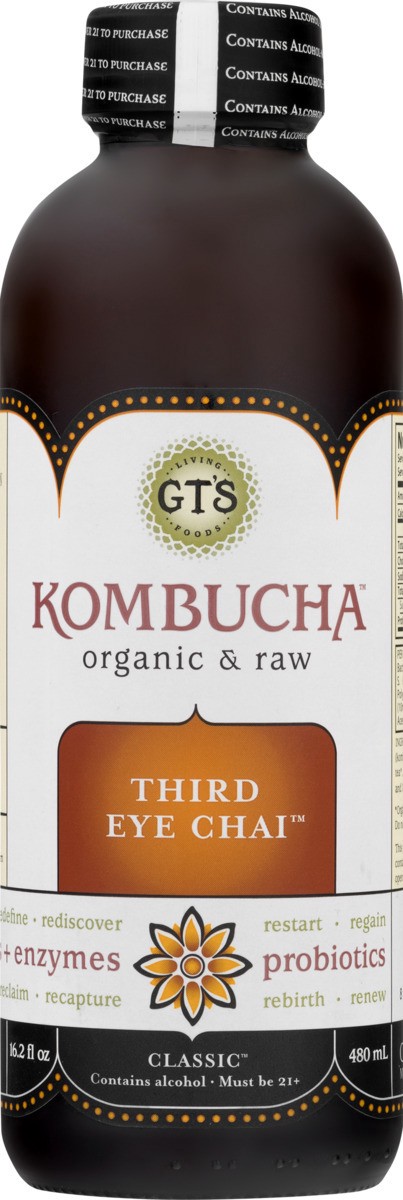 slide 10 of 11, GT's Classic Kombucha Third Eye Chai Abv 0.5%, 16.2 fl oz